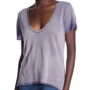 Free People lace trim linen tee